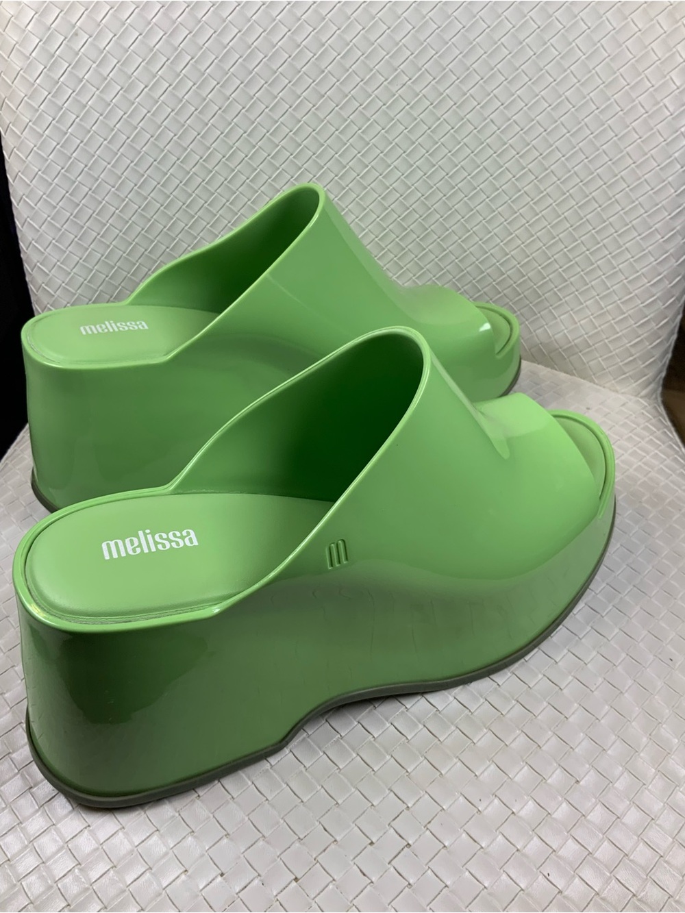 Melissa Glossy Light Green Slip-On Platform Clogs - Picture 6 of 10